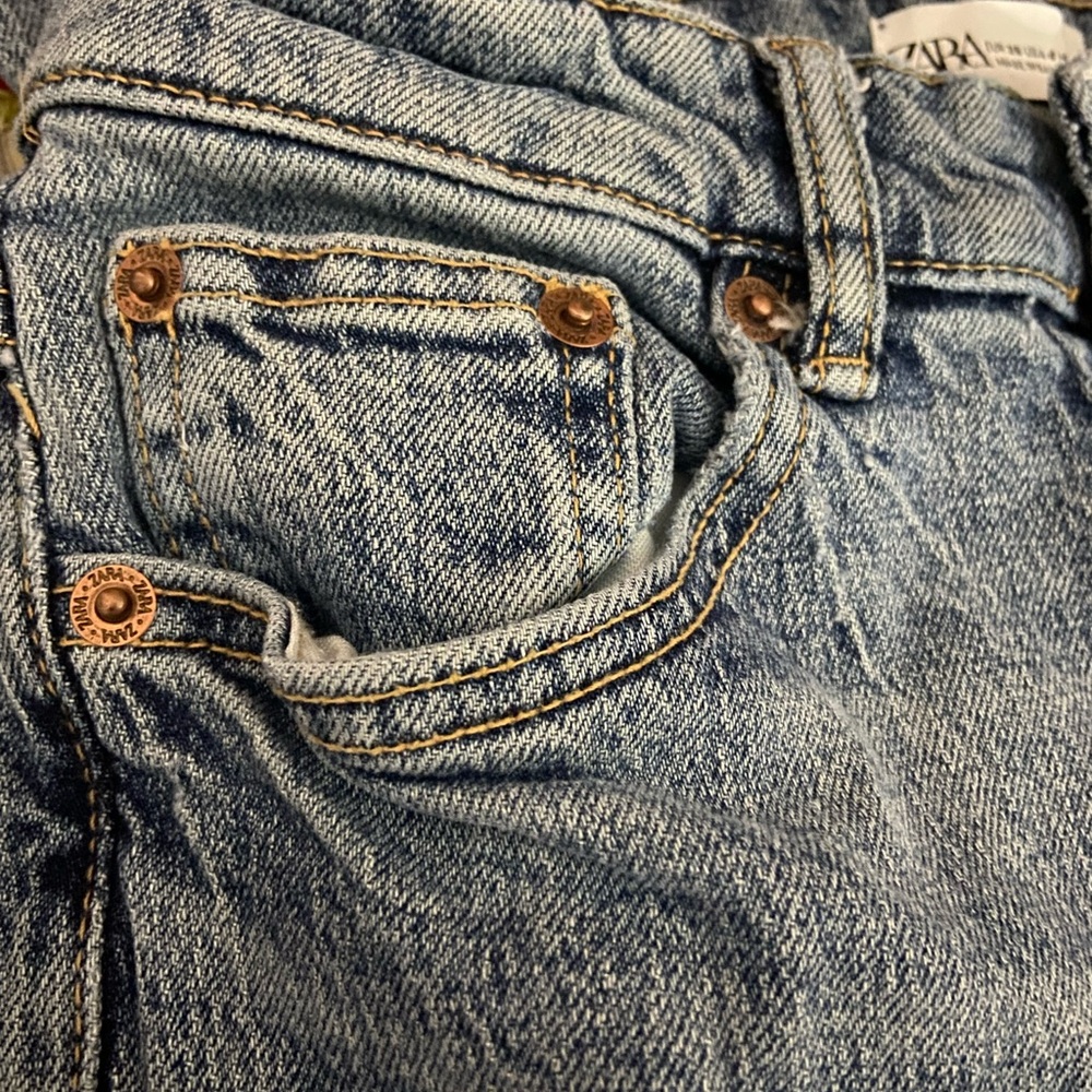 Zara Straight Leg High Rise Dark Jeans - Picture 2 of 7
